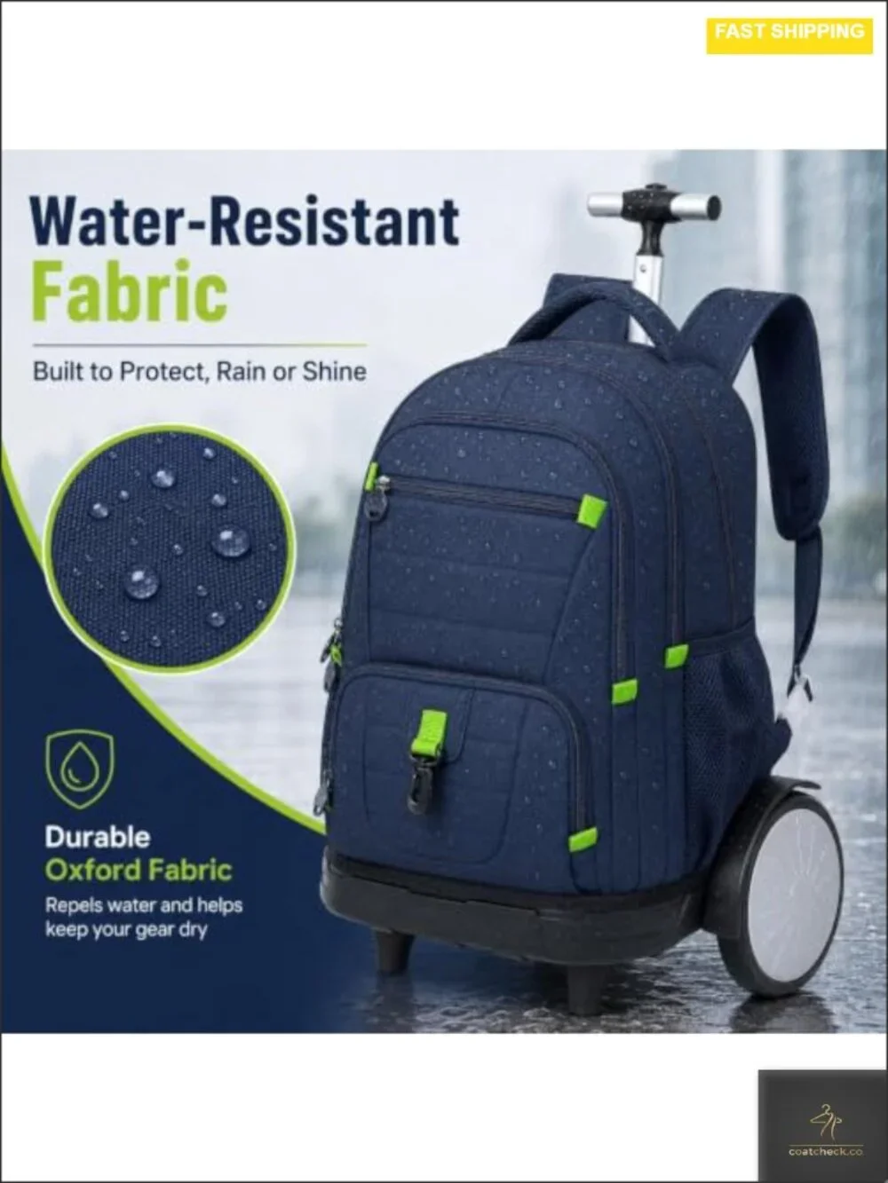 Rolling Backpack with Lunch Box for Men Women Teens, Wheeled Bookbag with